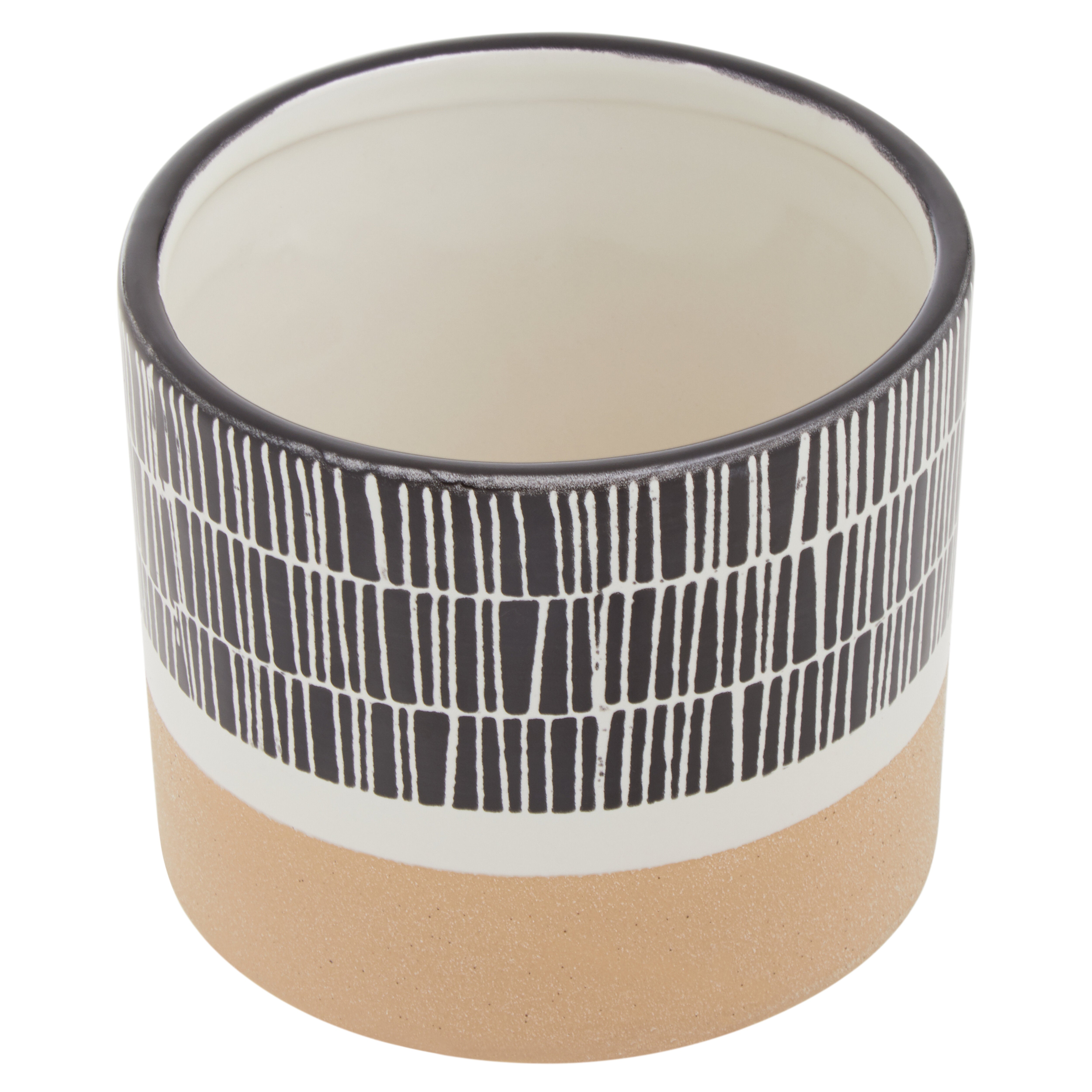 Carlo Natural Black & White Striped Planter | Small